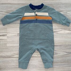 Carter’s Baby Boys Hooded One-Piece Romper 3M Blue Kangaroo Pocket